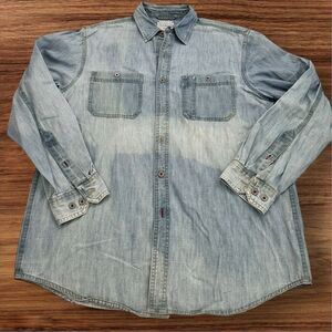 L.L. Bean Men's‎ Vintage Denim Button-Up Shirt Blue Size M Long Sleeve